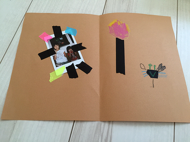 夏のフォトカード作り『思い出を楽しくかざろう！』3歳児の完成品