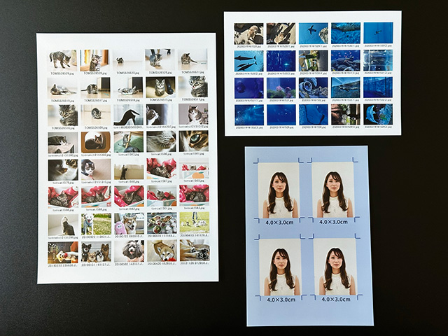 ファミマ・ローソンのマルチコピー機で写真用紙に複数の画像を小さく印刷